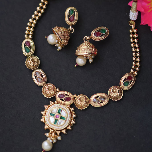 Antique gold plated necklace set