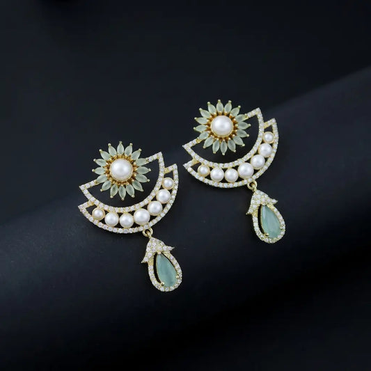 Chandrika Bloom Pearl AD Stone Earrings
