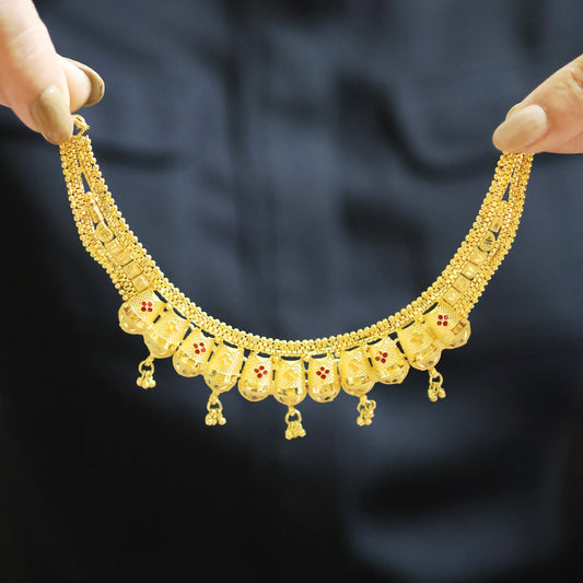 Gold plated short antique necklace set