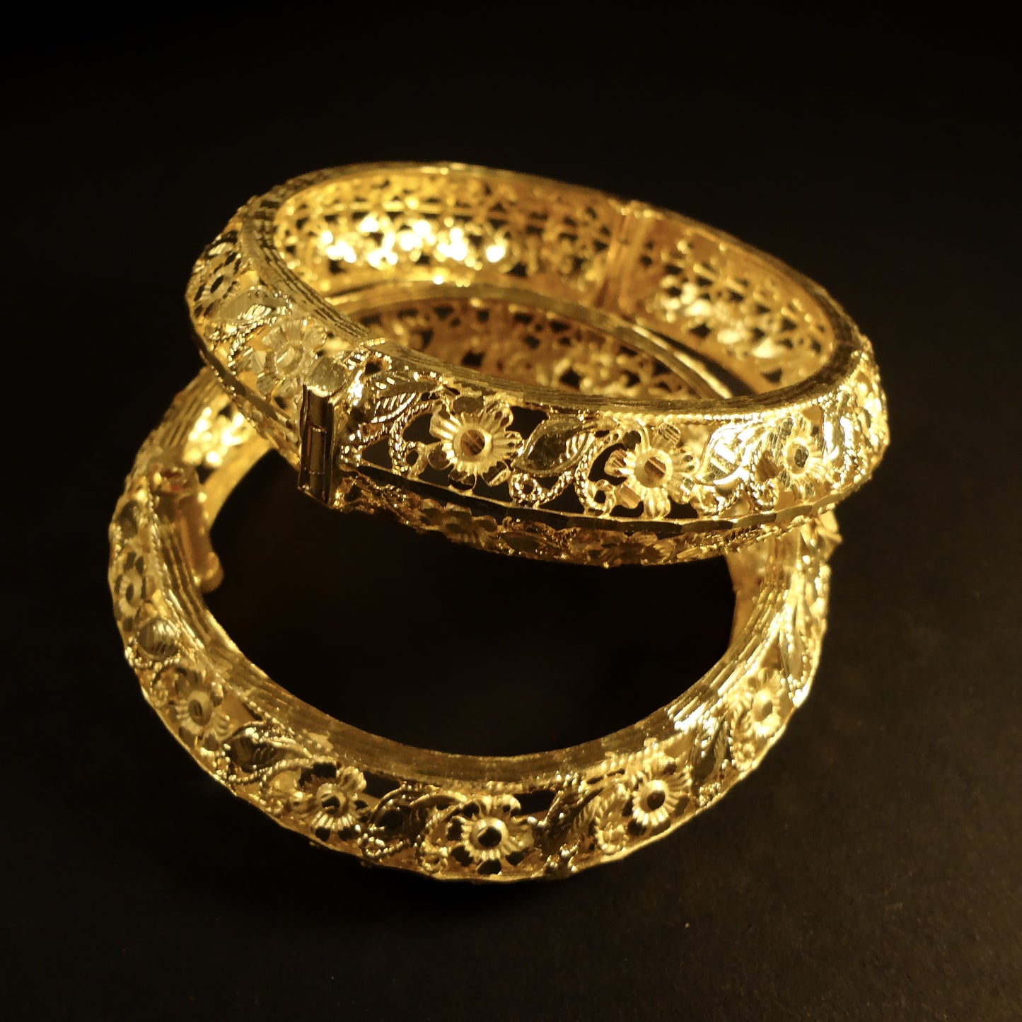 Gold plated floral bangles