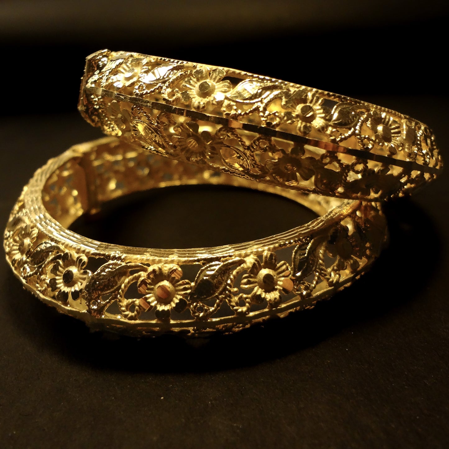 Gold plated floral bangles