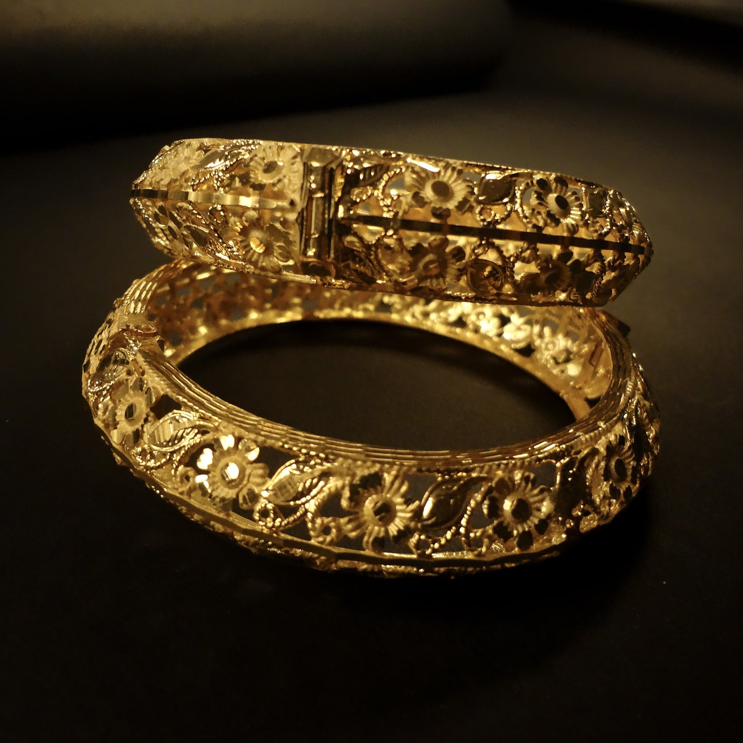 Gold plated floral bangles