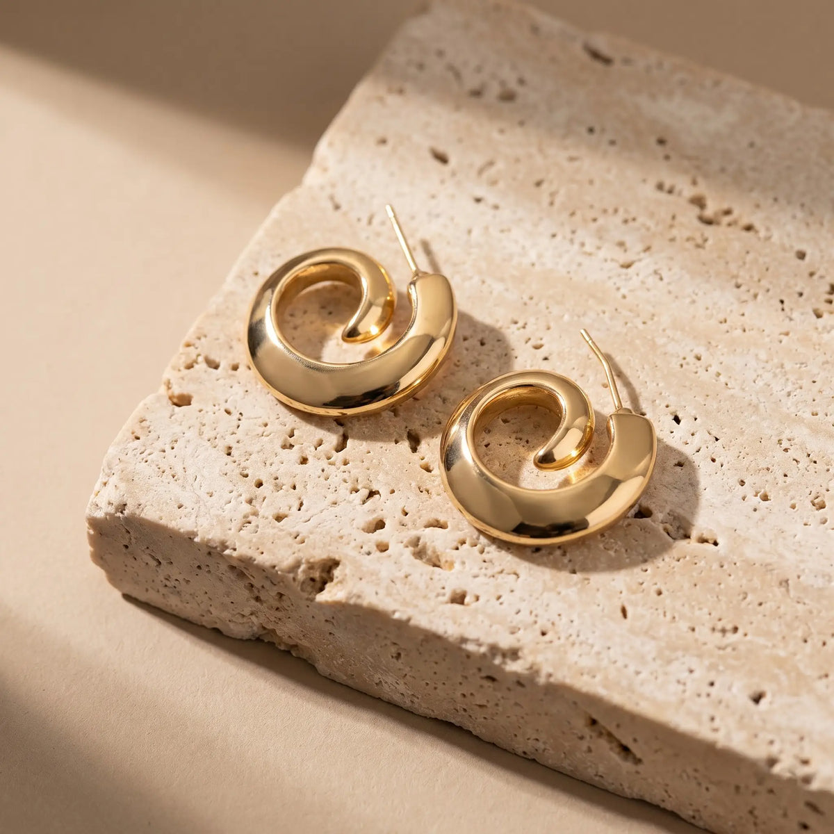 Golden Vortex Hoops