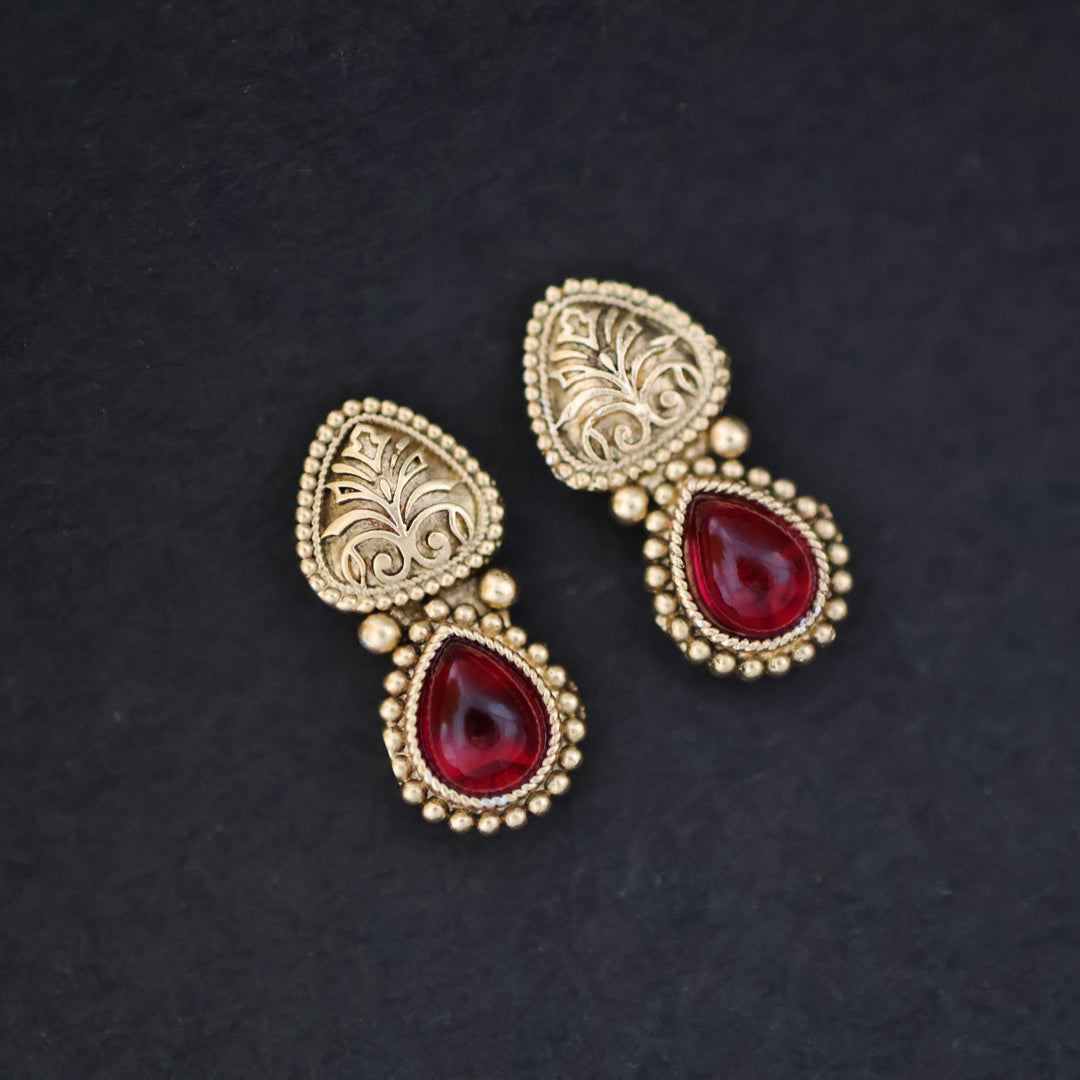 Gold plated emerald ruby necklace set