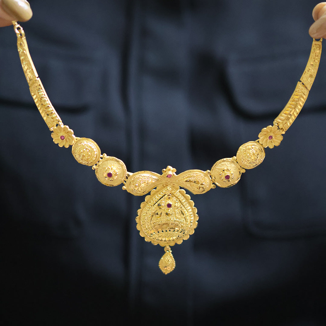 Gold plated Ruby Necklace Set