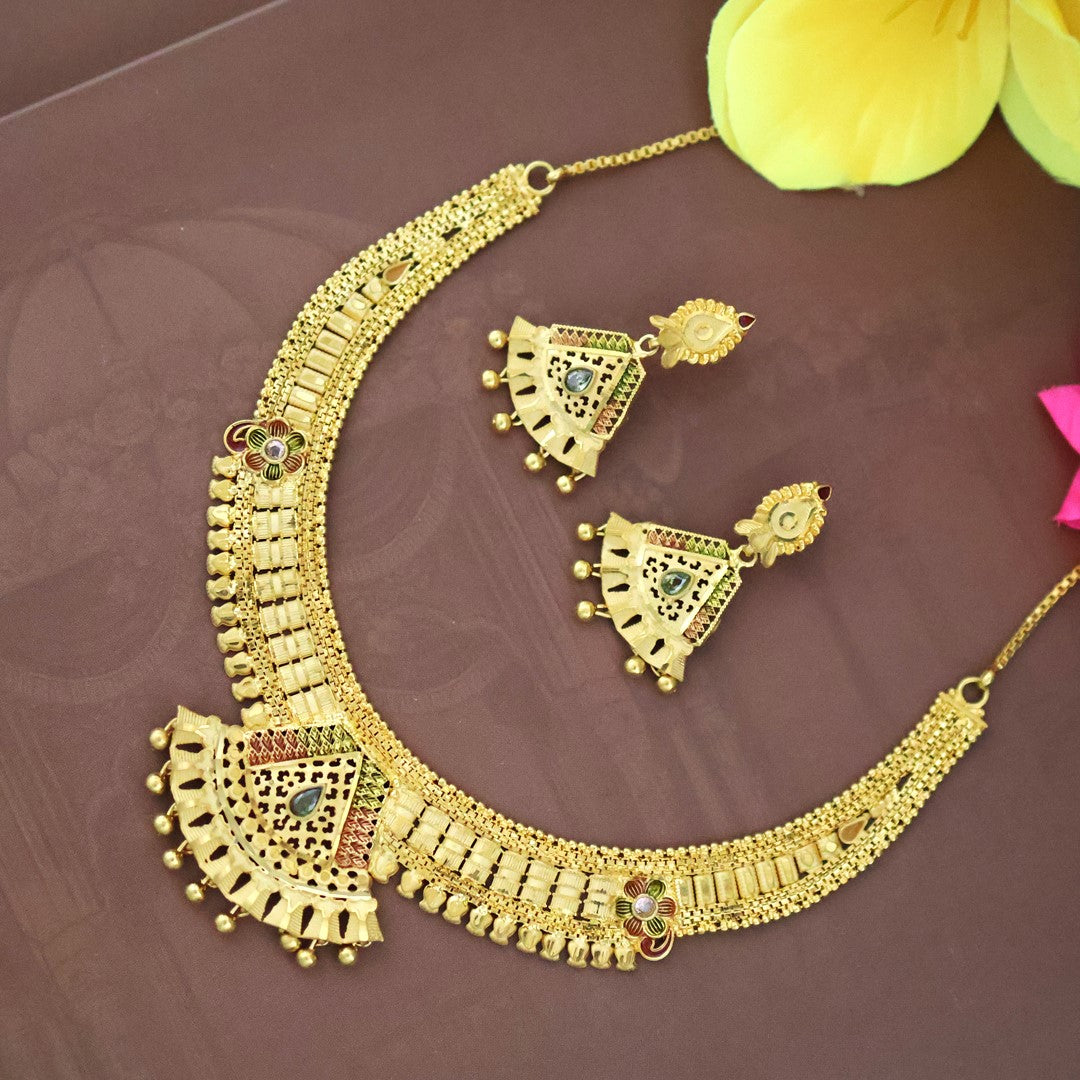 Manvi meenakari gold plated jewellery set