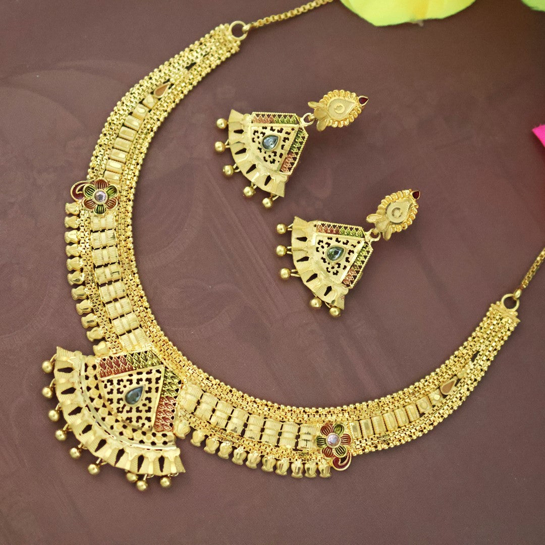 Manvi meenakari gold plated jewellery set