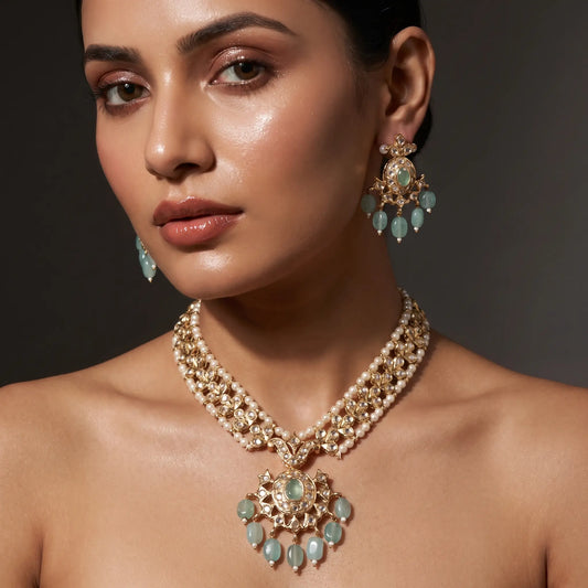 Gold plated Kundan Necklace Set