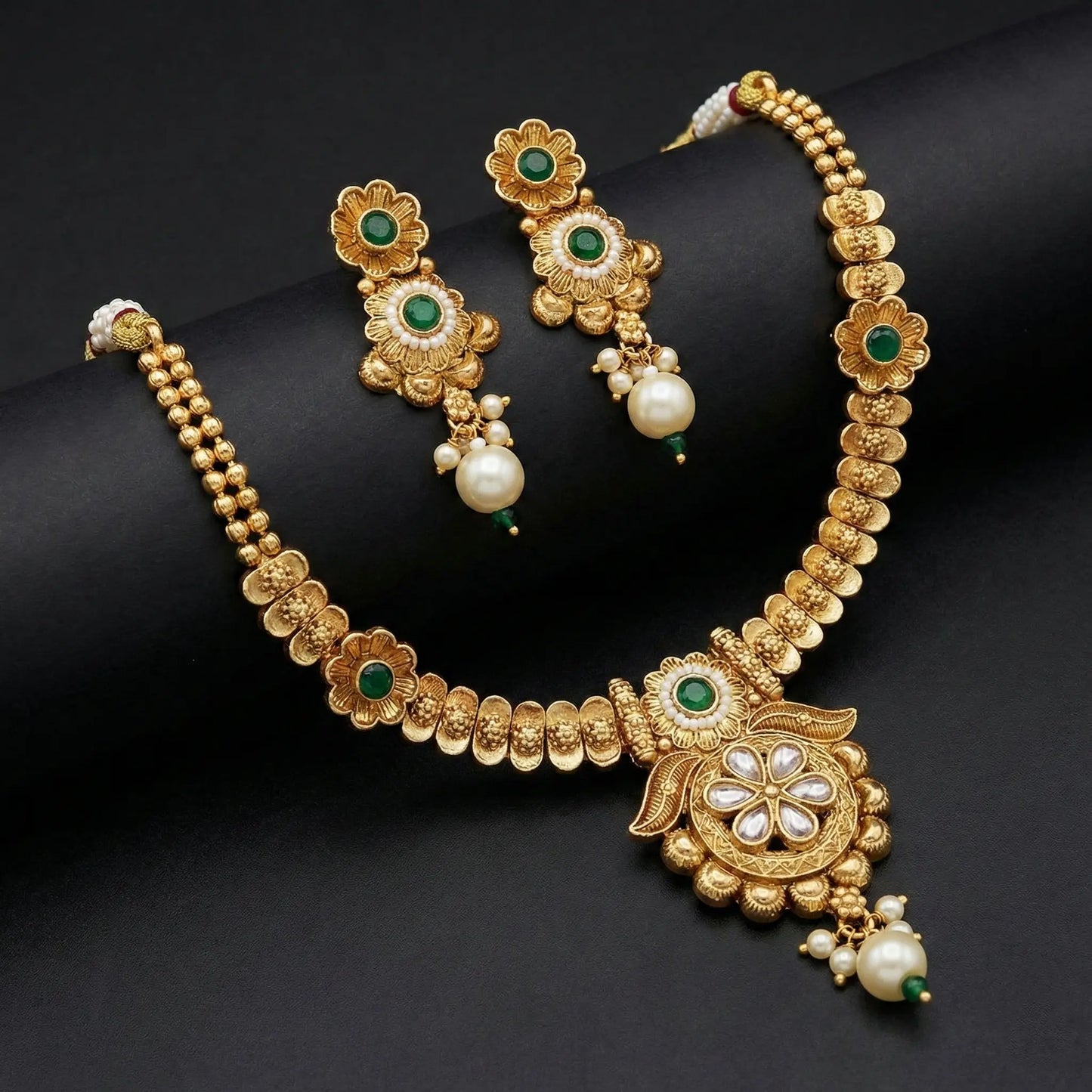 Manvi Gaurika Antique Gold Tone Necklace Set