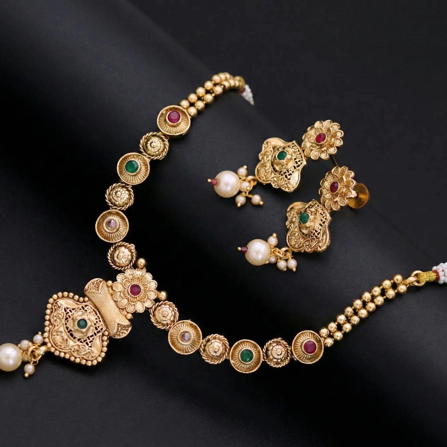 Manvi Meherika Gold tone Necklace Set