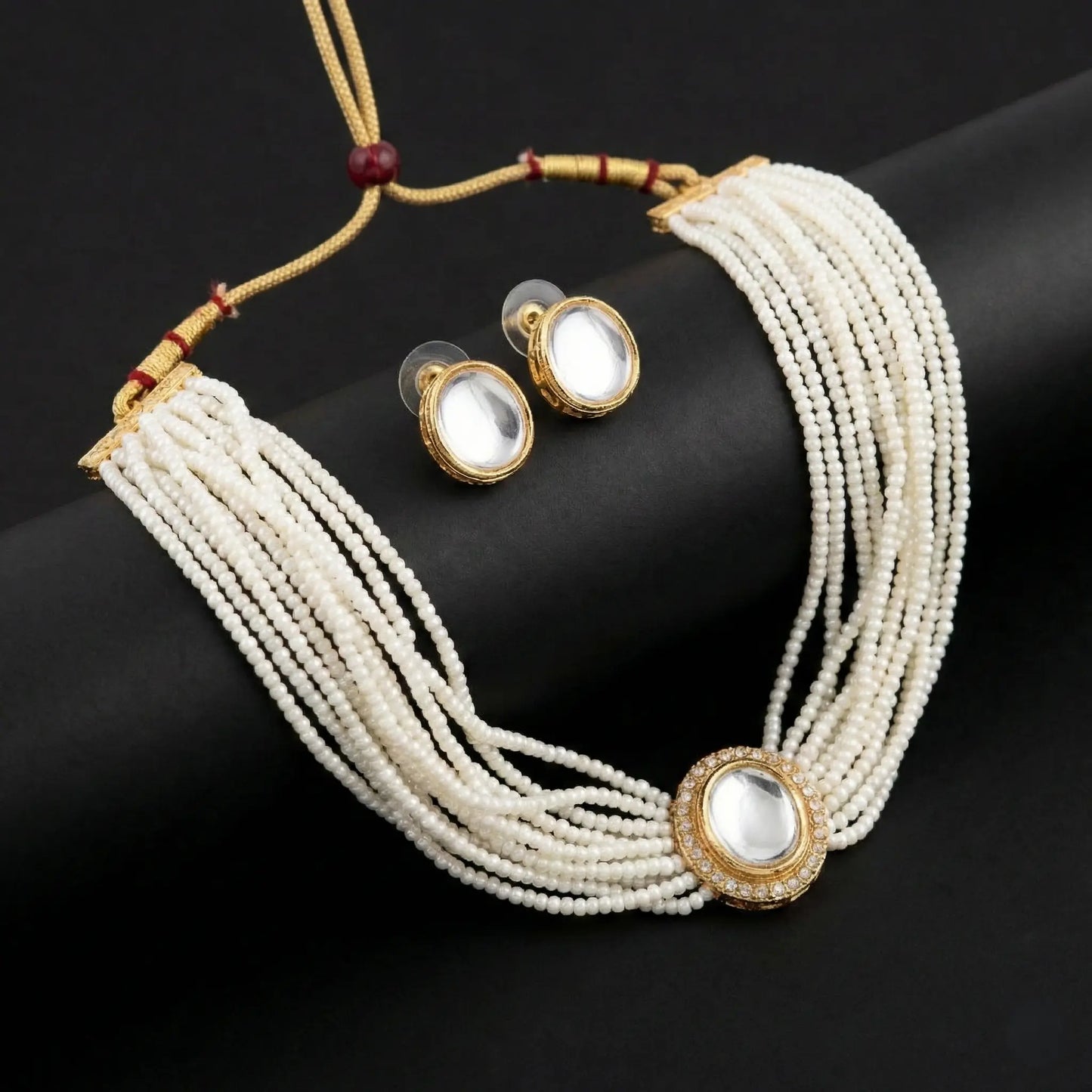 Manvi Muktanjali White Bead Choker Set