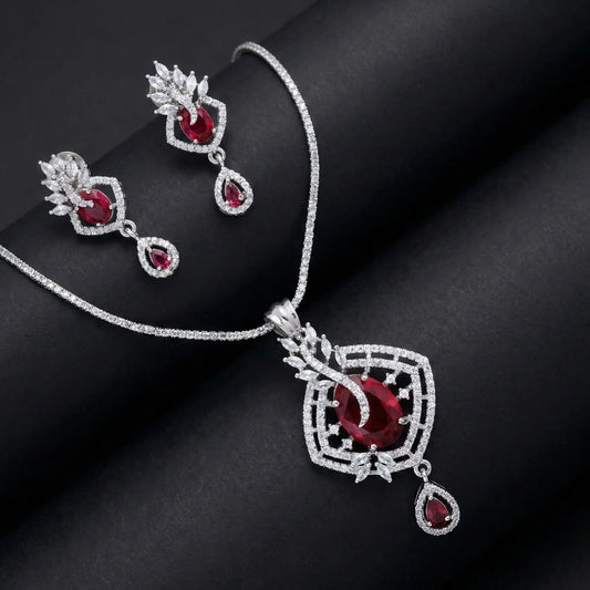 Manvi Ruby Charm AD Necklace Set