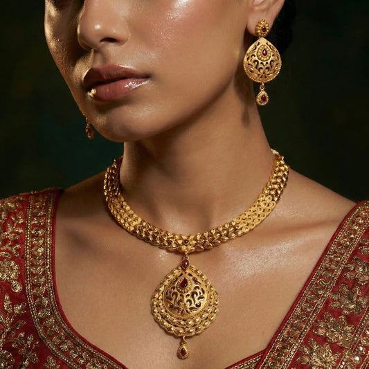 Manvi Suvarna Valli Gold plated Necklace Set