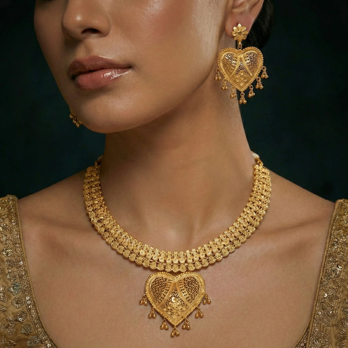 Manvi Premika Gold Plated Neckslace Set