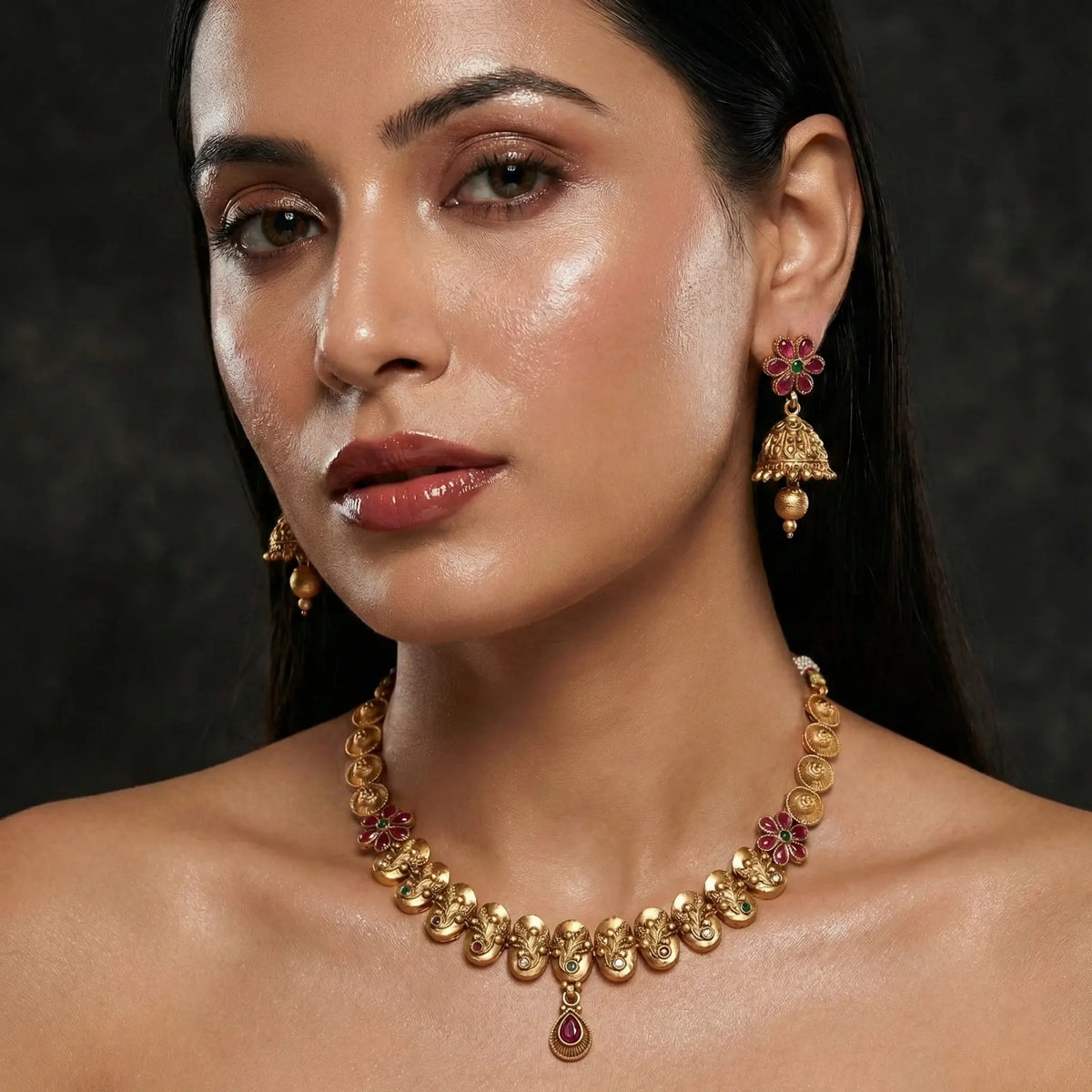 Manvi Rajkumari gold plated princess necklace