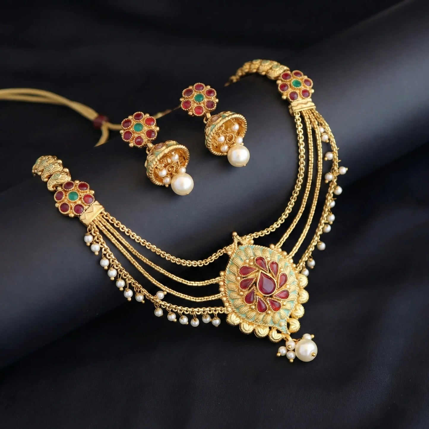 Manvi Rajlila antique necklace set