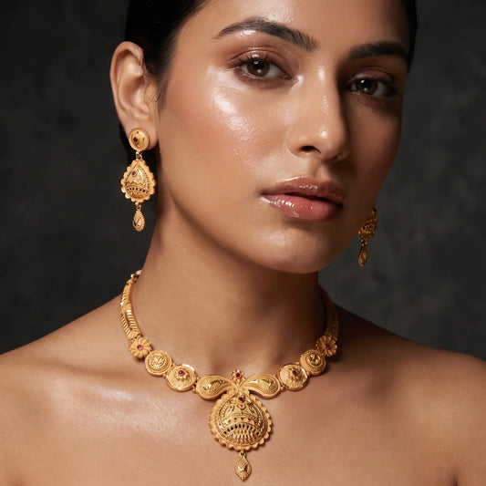 Gold plated Ruby Necklace Set