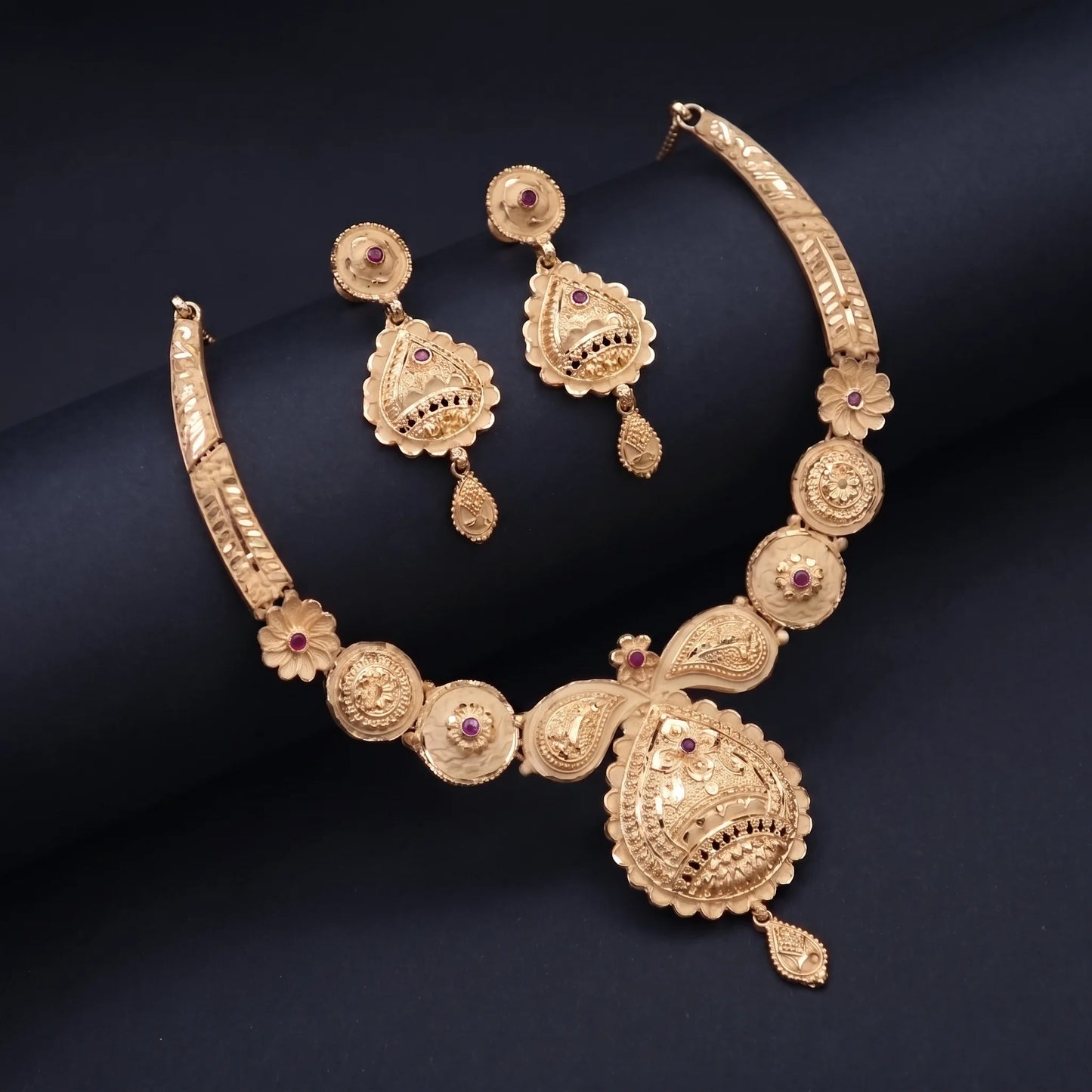 Gold plated Ruby Necklace Set