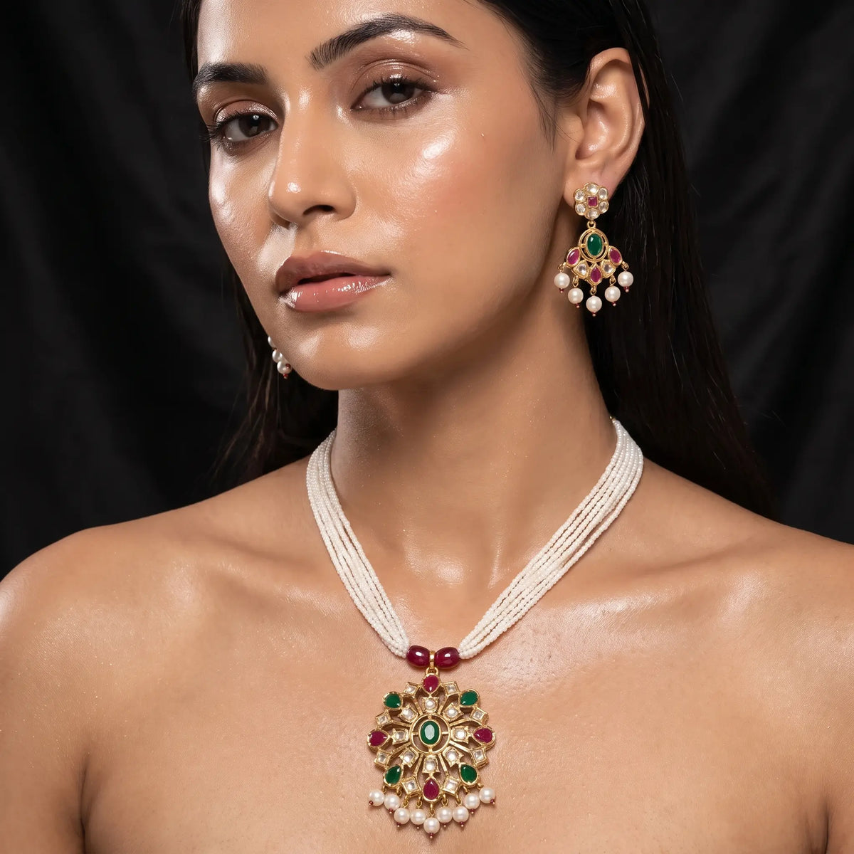 Floral Kundan Necklace Set