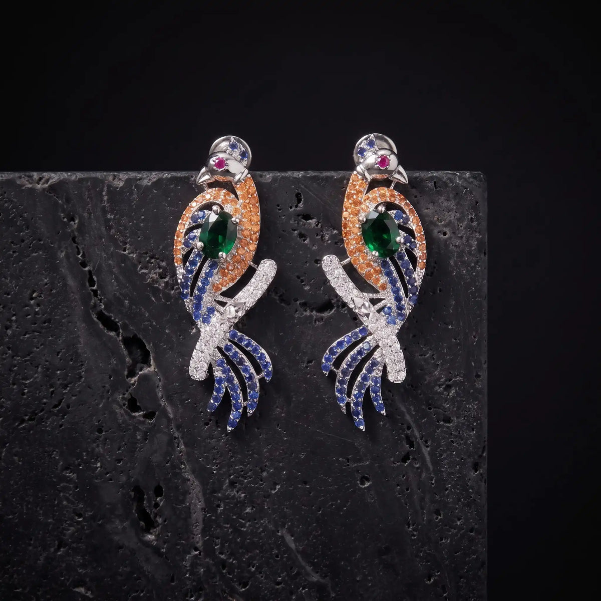 Royal Peacock Plume Earrings