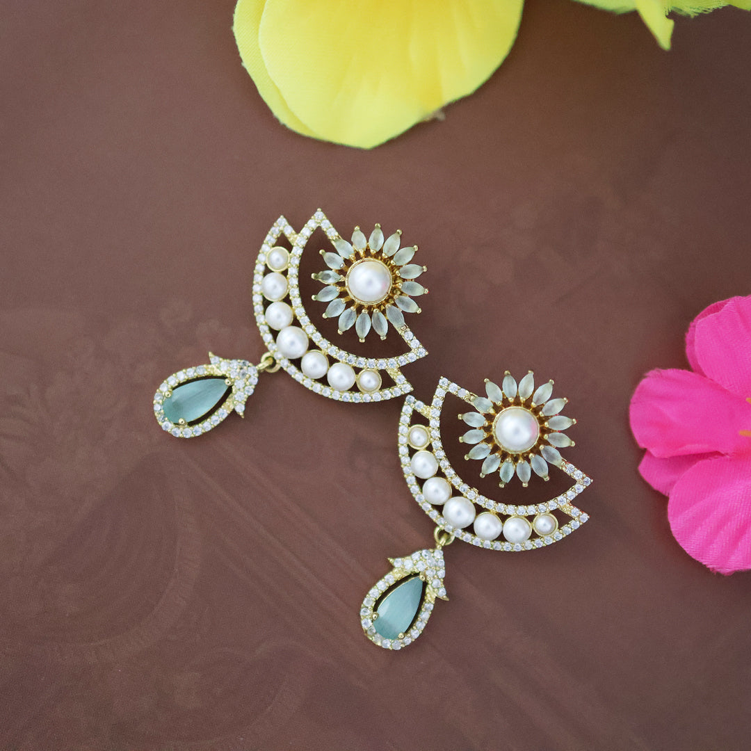 Pearl AD stone earrings
