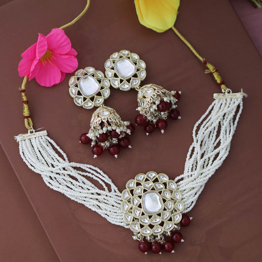 Polki bead choker necklace