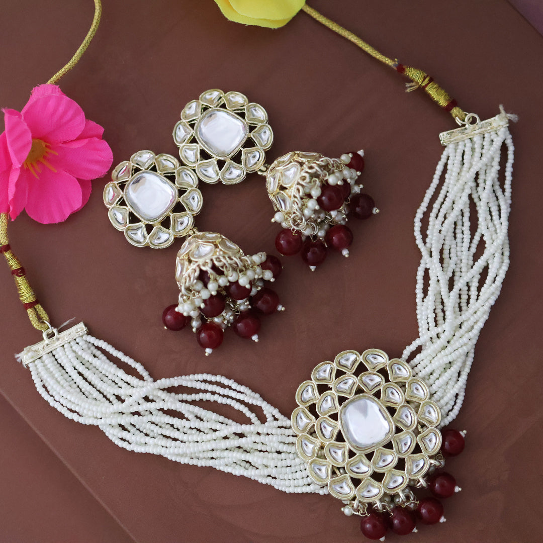 Polki bead choker necklace