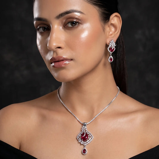 Manvi Ruby Charm AD Necklace Set