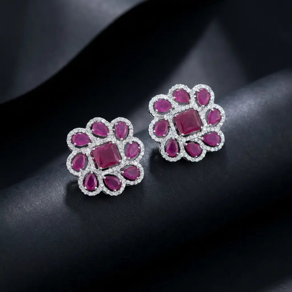 Sitara Ruby Cluster Earrings