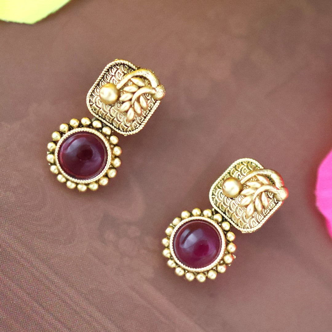 Gold plated ruby emerald necklace set