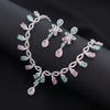 Blush Mint Petals Designer AD Necklace Set