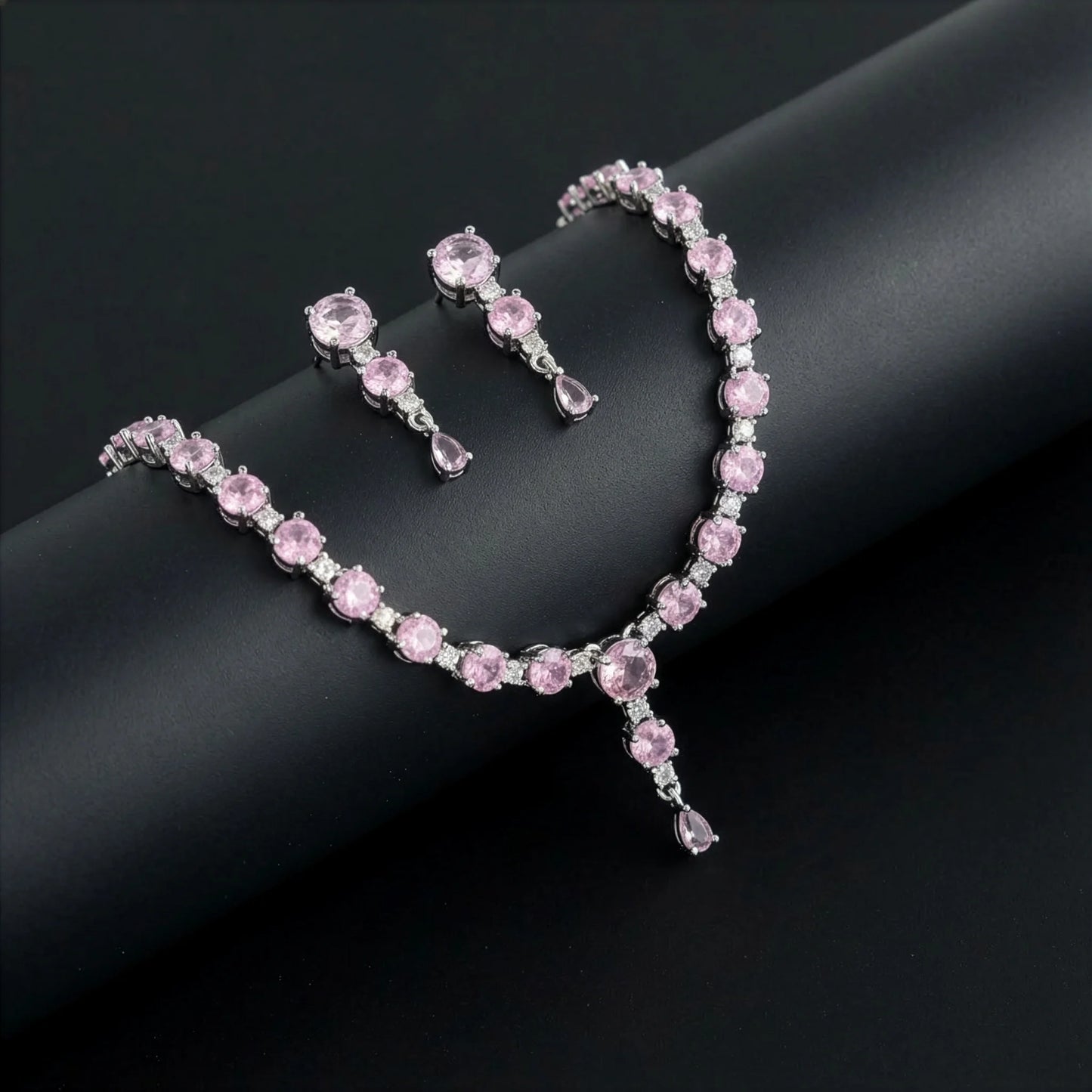 Pink Diamond AD Necklace Set