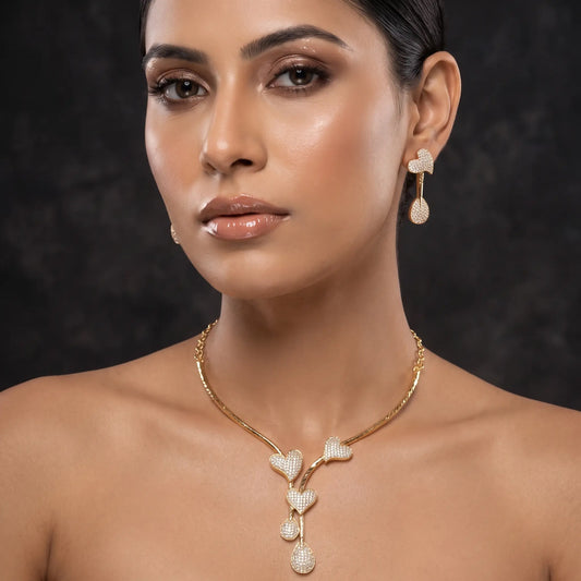 Golden Heart AD Necklace Set