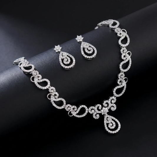Diamond Swirl AD Necklace Set