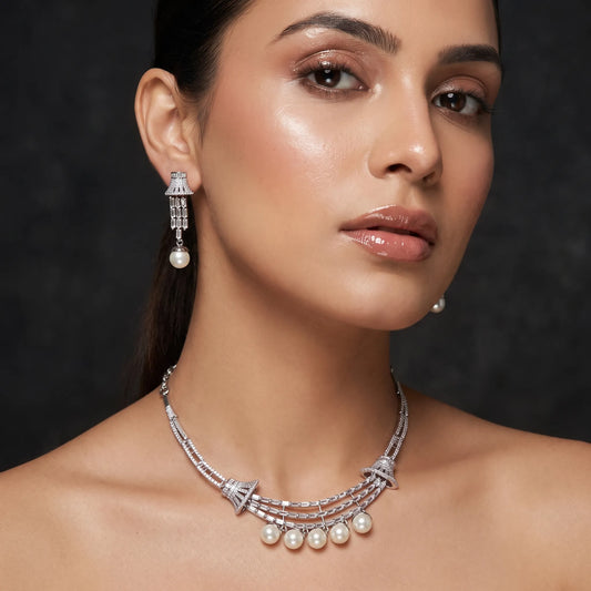 Moti Radiance AD Pearl Necklace Set