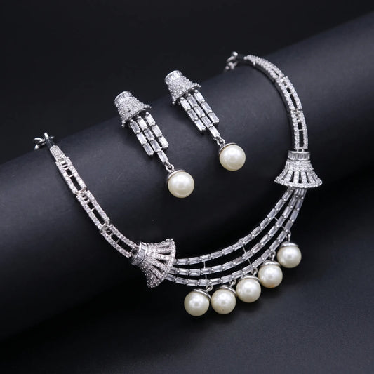 Moti Radiance AD Pearl Necklace Set