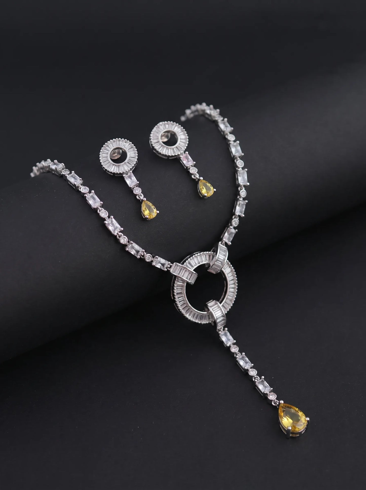 Yellow Solitaire Y-Necklace Set