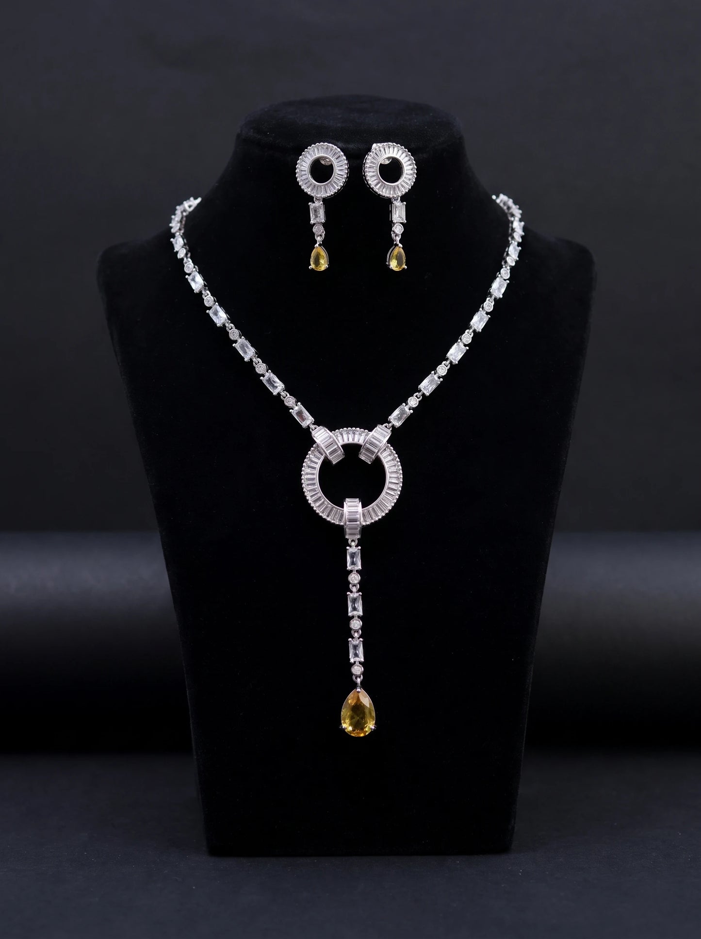 Yellow Solitaire Y-Necklace Set