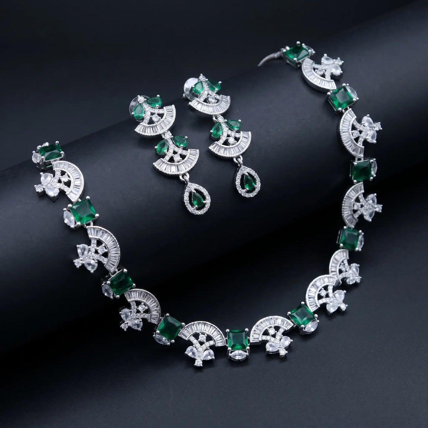 Mayurika Emerald AD Necklace Set