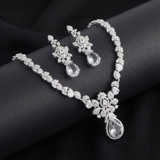 Crystal Petal Drop AD Necklace Set