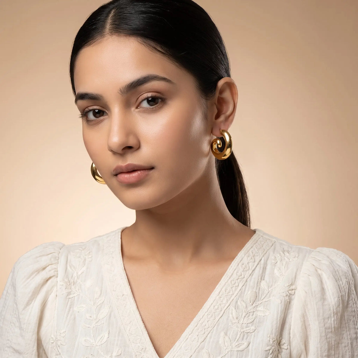 Golden Vortex Hoops