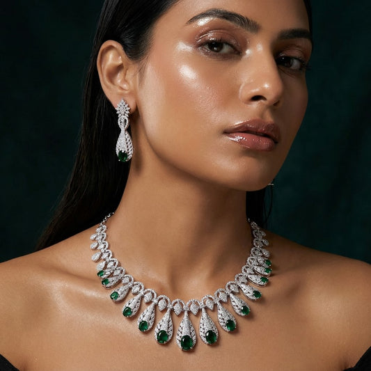Midnight Garden Emerald AD Necklace Set