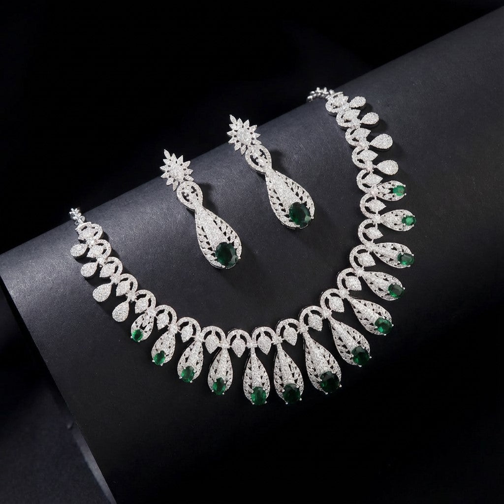 Midnight Garden Emerald AD Necklace Set
