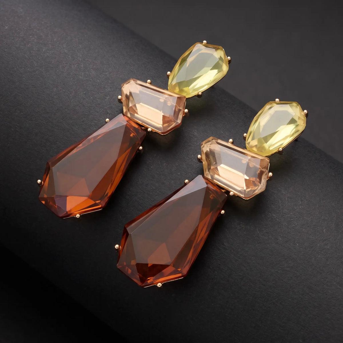 Honeycomb Crystal Drop Earrings