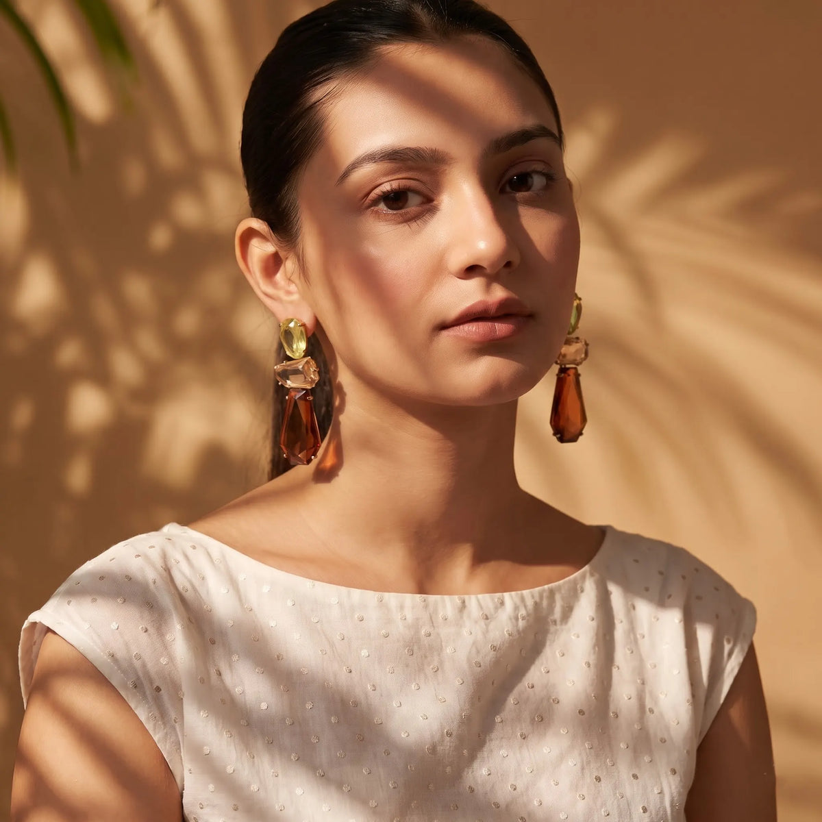 Honeycomb Crystal Drop Earrings