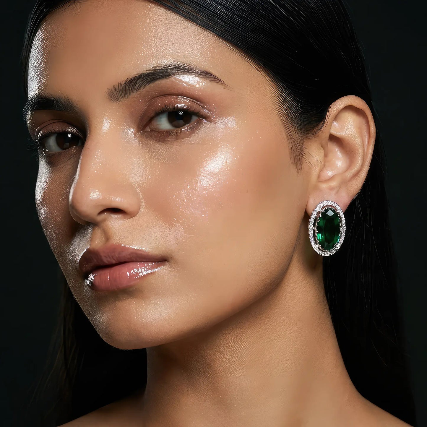 Manvi Emerald Empress Studs Earrings
