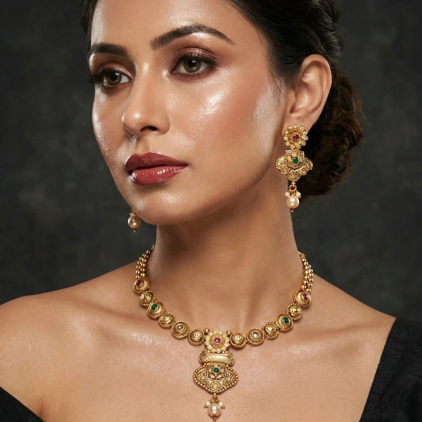 Manvi Meherika Gold tone Necklace Set