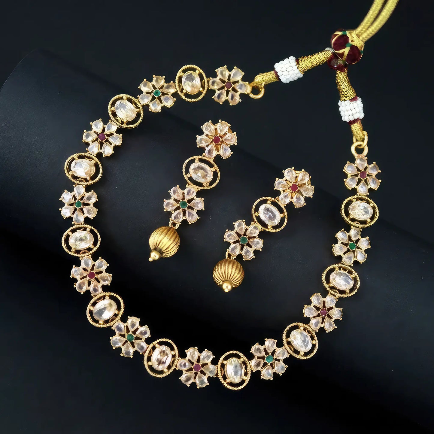 Manvi Nayantara AD Gold Plated Necklace Set