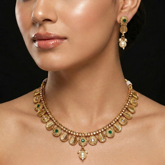 Manvi Pallavika gold plated floral necklace