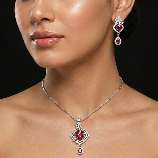 Manvi Ruby Charm AD Necklace Set